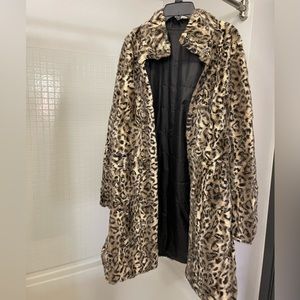 Cheetah print faux fur coat
